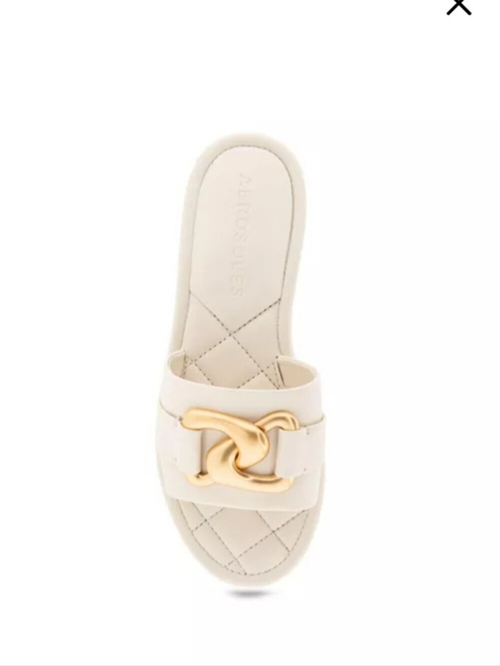 Women's Aeresoles big Charm Cream Slide Sandal with Gold Chain Accent